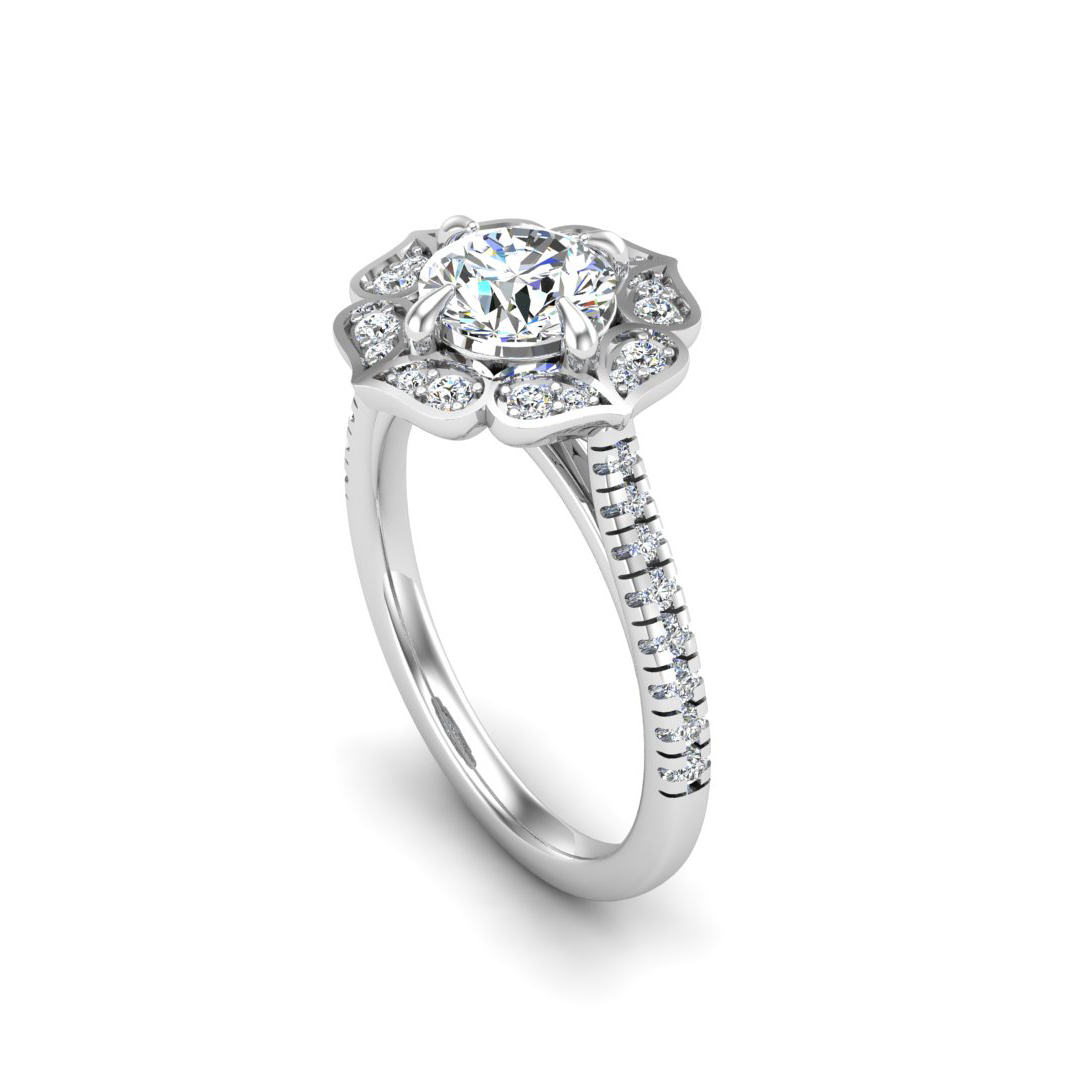 Kinsley Flower Halo Engagement Ring